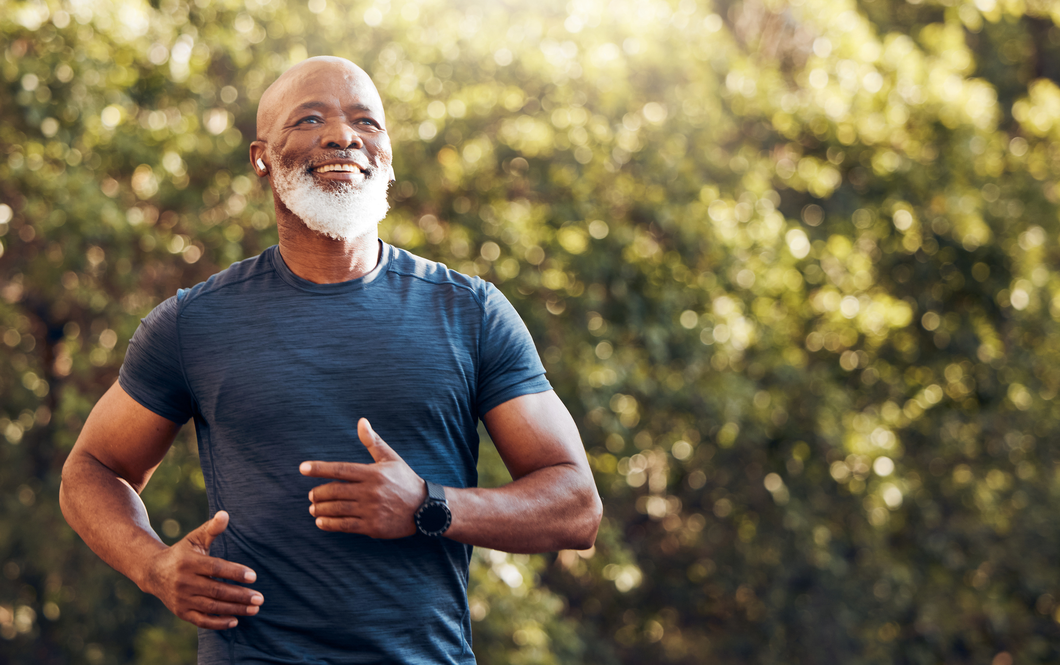 Healthy man running outdoors